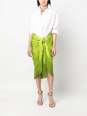 Midi sukně s třásněmi Michael Kors Collection zelené
