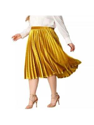Вечерняя плиссированная бархатная юбка миди Agnes Orinda золотая