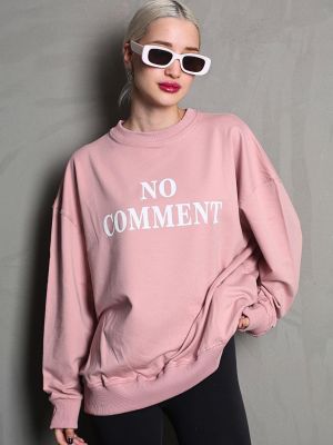 Oversize džemperis bez kapuces ar apdruku Madmext rozā