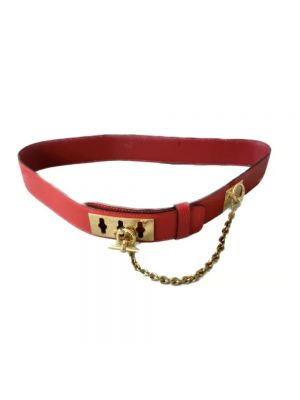 Cinturón de cuero Celine Vintage rojo