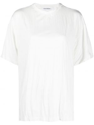 Πλισέ μπλούζα με στρογγυλή λαιμόκοψη Acne Studios λευκό