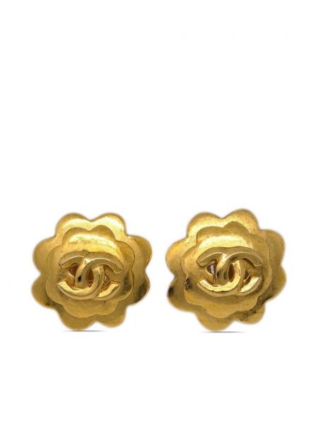 Kvetinové náušnice Chanel Pre-owned zlatá