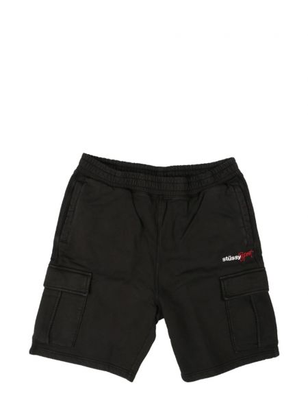 Brodeerattu cargo shortsit Stüssy musta