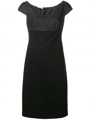 Hedvábné přiléhavé rovné šaty na zip Prada Pre-owned - černá