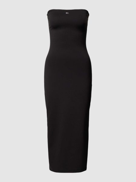 Sukienka midi dopasowana z wiskozy w jednolitym kolorze Tommy Jeans czarna