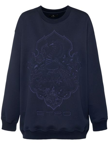 Sweatshirt med broderi i jersey Etro blå