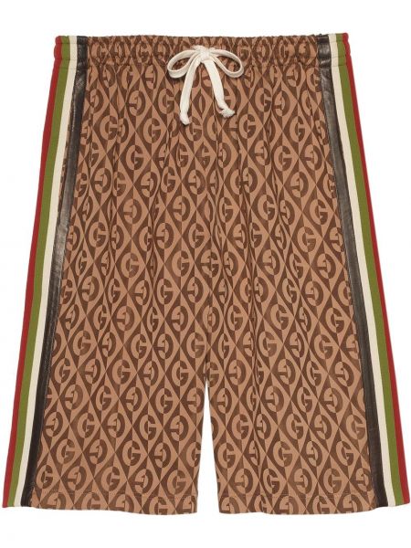 Pantalones cortos deportivos con estampado de rombos Gucci marrón