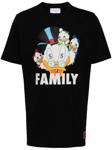 Bavlnené tričko s potlačou Family First čierna