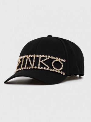 Памучна шапка с козирки с апликация Pinko черно