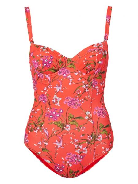 Kupaći kostim s cvjetnim printom s printom Erdem crvena