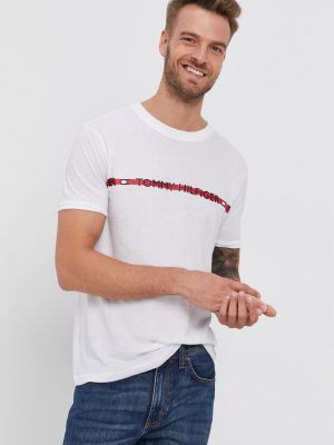 Тениска с дълъг ръкав с принт Tommy Hilfiger бяло