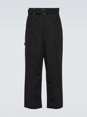 Pantaloni din bumbac oversize cu croială lejeră Loewe negru