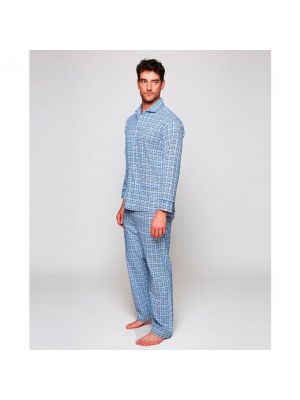 Pijama a cuadros de franela Mirto azul