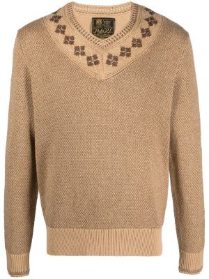 Аргайл пуловер с v-образно деколте Polo Ralph Lauren кафяво