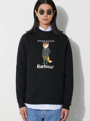 Pamučna hoodie s kapuljačom Barbour crna