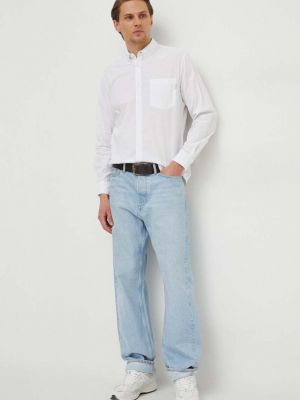 Péřová džínová košile s knoflíky Pepe Jeans bílá