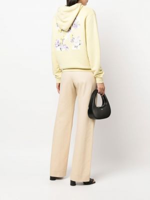 Kokvilnas kapučdžemperis ar ziediem Off-white
