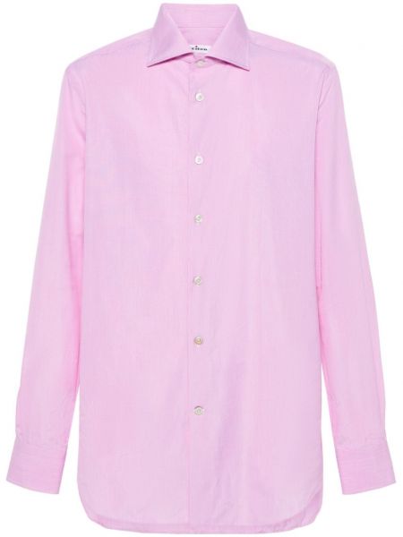 Kostkovaná bavlněná košile Kiton růžová