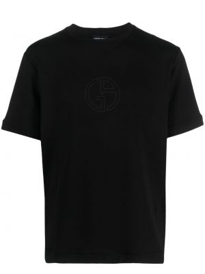 Tričko s výšivkou Giorgio Armani černé