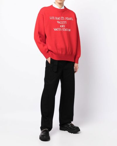 Sweter wełniany żakardowy Undercover czerwony