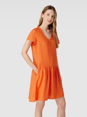 Lniany sukienka midi Cinque pomarańczowy
