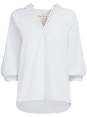 Βαμβακερή μπλούζα με λαιμόκοψη v Marni λευκό