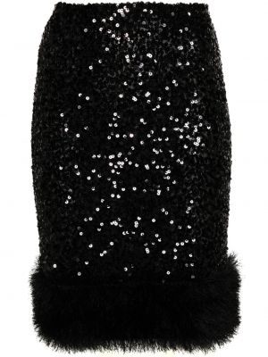 Mini suknja sa šljokicama s krznom Moschino crna