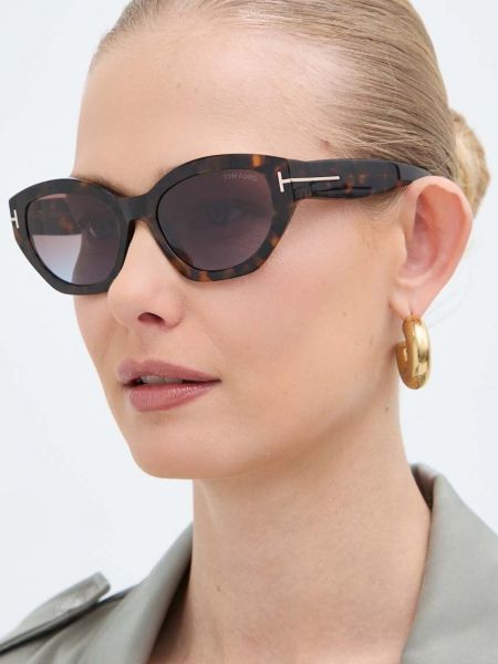 Okulary przeciwsłoneczne w geometryczne wzory Tom Ford brązowe