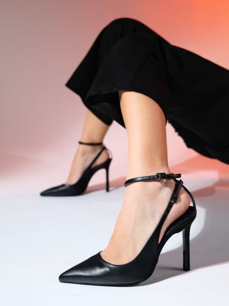 Кожаные туфли на каблуке на высоком каблуке Luvishoes черные