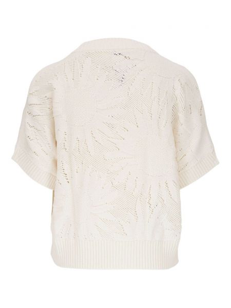 Haut à fleurs en tricot Akris Punto blanc