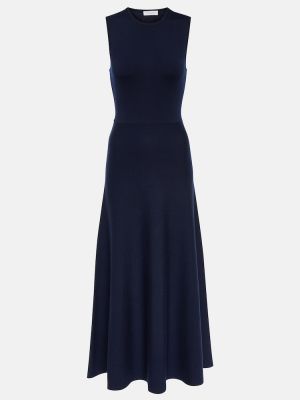 Kašmírové hedvábné vlněné dlouhé šaty Gabriela Hearst modré