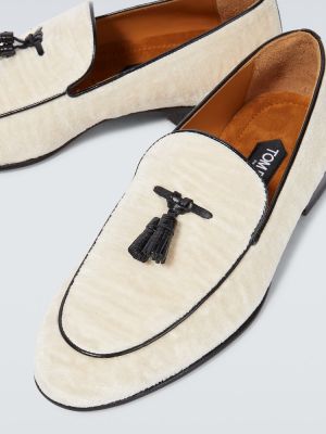 Aksamitne loafers Tom Ford beżowe