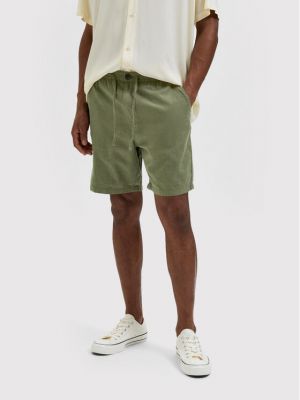Bavlnené priliehavé šortky Selected Homme zelená