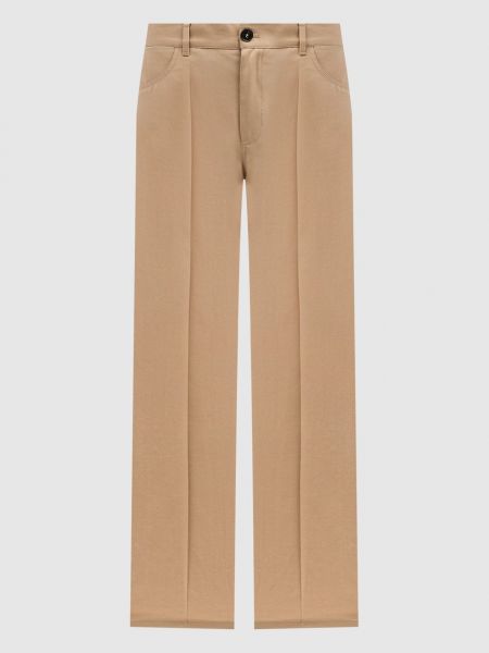 Шерстяные прямые брюки Jil Sander коричневые