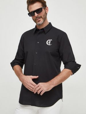 Памучна риза Just Cavalli черно