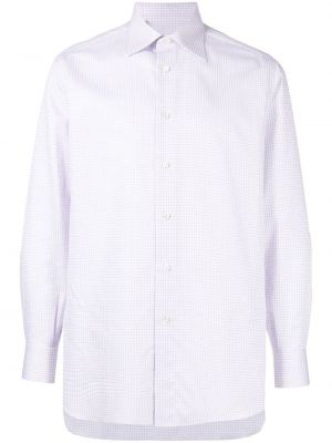 Карирана памучна риза с принт Brioni бяло