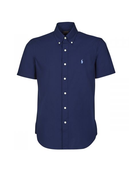 Koszula z krótkim rękawem w jednolitym kolorze Polo Ralph Lauren niebieska