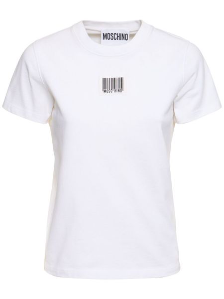 T-shirt i bomull i jersey Moschino vit