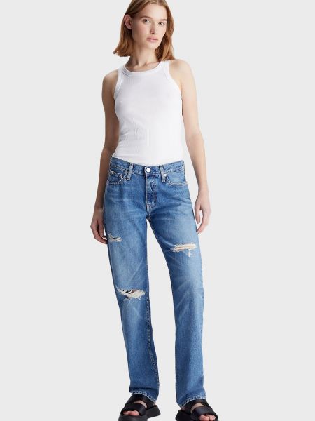Прямые джинсы с низкой талией Calvin Klein Jeans синие