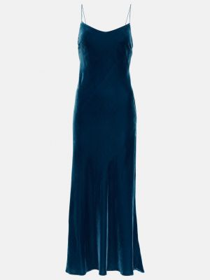 Бархатное длинное платье Asceno синее