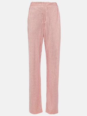 Křišťálové rovné kalhoty jersey Area růžové