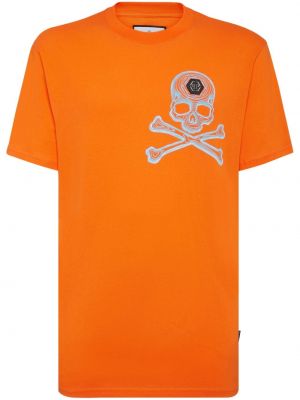 Tricou din bumbac cu imagine Philipp Plein portocaliu