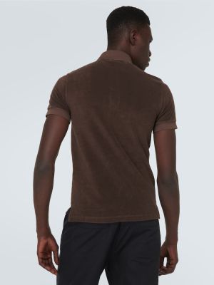 Medvilninis polo marškinėliai Tom Ford ruda