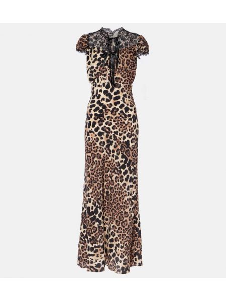 Leopard trykt silke midi kjole Rodarte