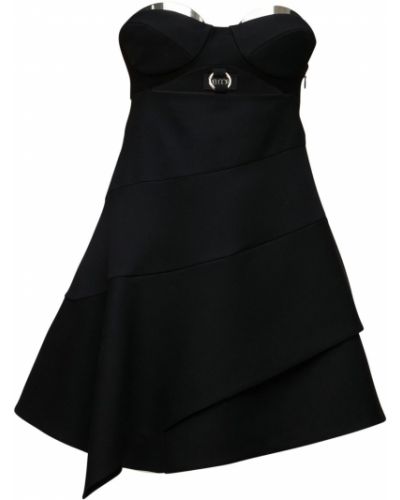 Viskózové vlnené mini šaty Del Core čierna