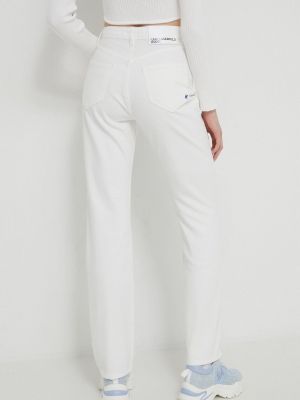 Blugi cu talie înaltă Karl Lagerfeld Jeans alb