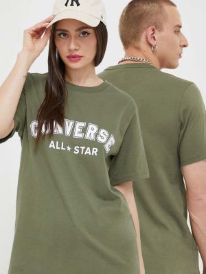 Bombažna majica Converse zelena