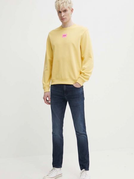 Хлопковый свитер с аппликацией Hugo желтый