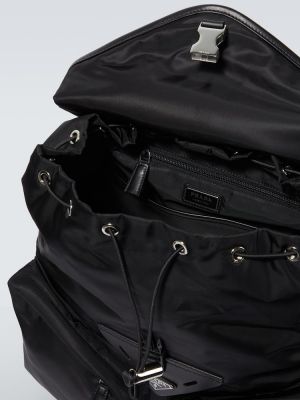 Najlonski kožni ruksak Prada crna