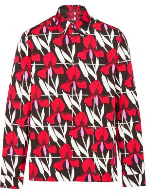 Camisa de flores con estampado Prada rojo